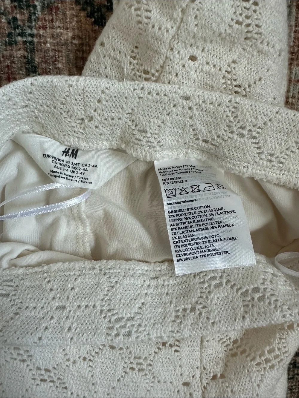 H&M Cream Lace Two-Piece Bootcut Set